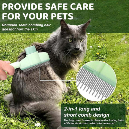 Pet Comb for Cats,Pet Hair Removal Comb Flea Comb with Release Button (Green)