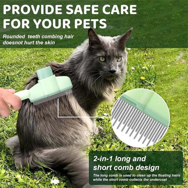 Pet Comb for Cats Pet Hair Removal Comb Flea Comb with Release Button (Green) – product detail