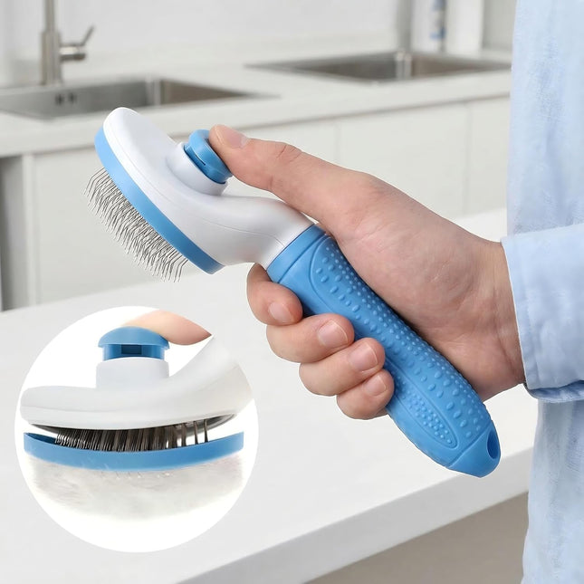 Dog Cat Shedding Brush Self Cleaning Deshedding Tool for Undercoat Grooming Rake for Long Short Hair Pets – product detail