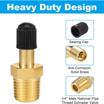 1/4" Inflation Schrader Valve with Push to Connect for 1/4" OD Air Line Tubing and Air Spring Suspension for Semi Truck Trailer Tractor