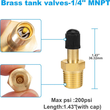 1/4" Inflation Schrader Valve with Push to Connect for 1/4" OD Air Line Tubing and Air Spring Suspension for Semi Truck Trailer Tractor
