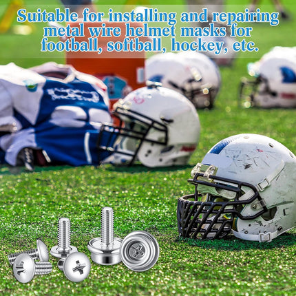 12 Pcs Stainless Steel Football Helmets Visor Screws, Hockey Helmet Repair Mask Screw Kit with 12mm and 10mm Screws Hockey Helmet Screw Facemask Hardware Kit for Youth Football