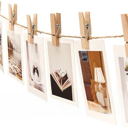 Wooden Clips with String, 50Pcs 2.9Inch Large Clothes Pins, Natural Brown Photo Hanging Clip, Wooden Decoration Clips for DIY Crafts, Storage Bags, Cheer Pins, Hanging Clothes