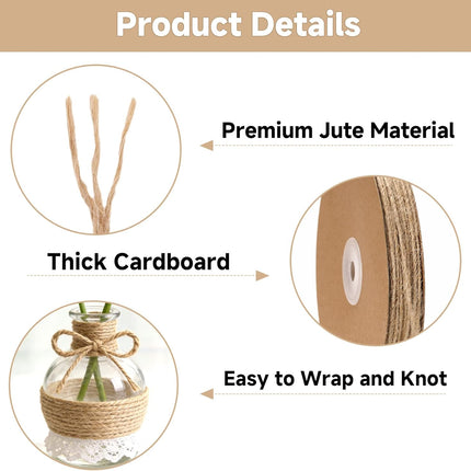 2MM Jute Twine - 328Ft Natural Brown Jute String, 3-Ply Thin String for Gardening, Craft Twine for DIY Crafts, Gift Wrapping, Crochet Kitting, Macrame Decor