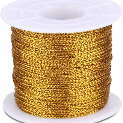 110Yards Gold Metallic String - 1MM No Stretch Decorative Braided Thread Cords for Gift Wrapping, DIY Crafts, Christmas Decor, Jewelry Making