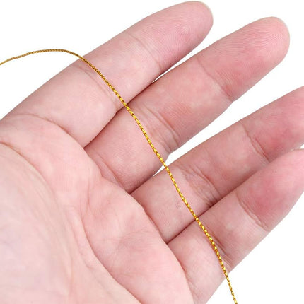 110Yards Gold Metallic String - 1MM No Stretch Decorative Braided Thread Cords for Gift Wrapping, DIY Crafts, Christmas Decor, Jewelry Making