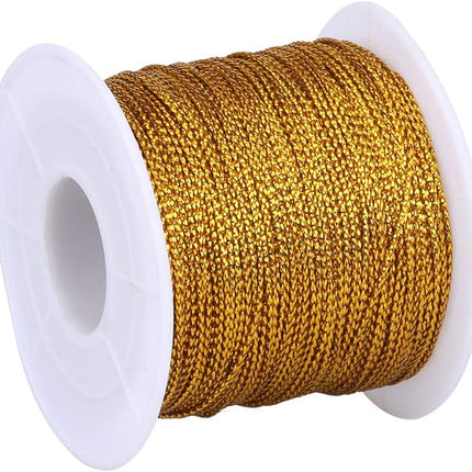 110Yards Gold Metallic String - 1MM No Stretch Decorative Braided Thread Cords for Gift Wrapping, DIY Crafts, Christmas Decor, Jewelry Making