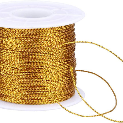 110Yards Gold Metallic String - 1MM No Stretch Decorative Braided Thread Cords for Gift Wrapping, DIY Crafts, Christmas Decor, Jewelry Making