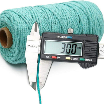Macrame Cord - 3MM Cotton Twine, 328Ft Lake Blue Cotton String, Bakers String for DIY Crafts, Knitting, Plant Hangers
