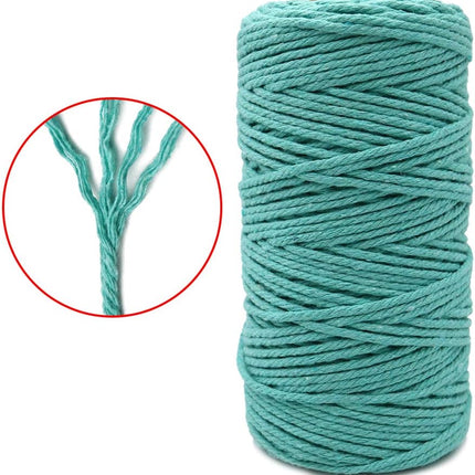 Macrame Cord - 3MM Cotton Twine, 328Ft Lake Blue Cotton String, Bakers String for DIY Crafts, Knitting, Plant Hangers