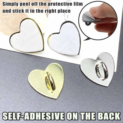 12 Pcs Phone Charm Hook Heart-Shaped Universal Adhesive Metal Hook Phone Keychain Hook Surface Plating Heart Cell Phone Ring Holder Suitable for Cell Phone Case Tablet DIY Hanging Accessories (Gold)
