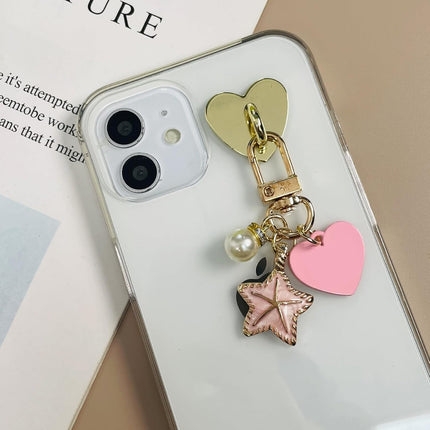 12 Pcs Phone Charm Hook Heart-Shaped Universal Adhesive Metal Hook Phone Keychain Hook Surface Plating Heart Cell Phone Ring Holder Suitable for Cell Phone Case Tablet DIY Hanging Accessories (Gold)