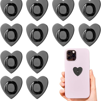 12 Pcs Phone Charm Hook Heart-Shaped Universal Adhesive Metal Hook Phone Keychain Hook Surface Plating Heart Cell Phone Ring Holder Suitable for Cell Phone Case Tablet DIY Hanging Accessories