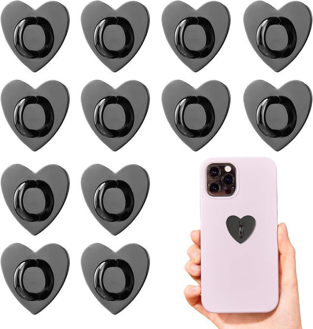 12 Pcs Phone Charm Hook Heart-Shaped Universal Adhesive Metal Hook Phone Keychain Hook Surface