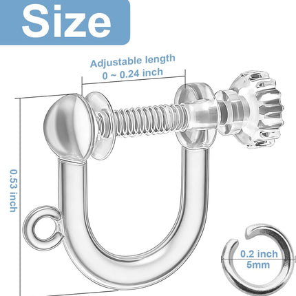 40pcs Screw Back Earring Converter with Jump Rings – Convert Dangle Earrings for Non-Pierced Ears, Such as Those with Fishhook or Kidney Hook Findings, Painless & Hypoallergenic Resin U‑Type Earrings