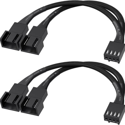 2-Pack 2 Way 4 Pin PWM Fan Splitter Cable - 4 Inches, PC Fan Splitter 1 to 2 Converter, PC PWM Extension Cable