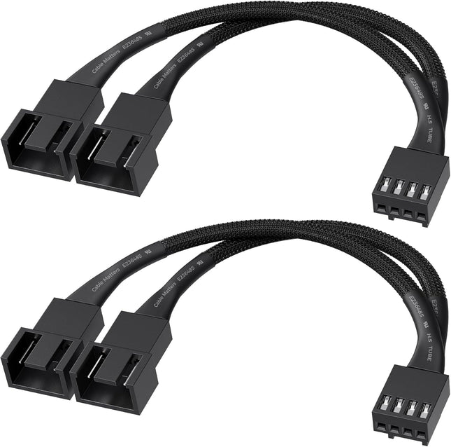 2-Pack 2 Way 4 Pin PWM Fan Splitter Cable