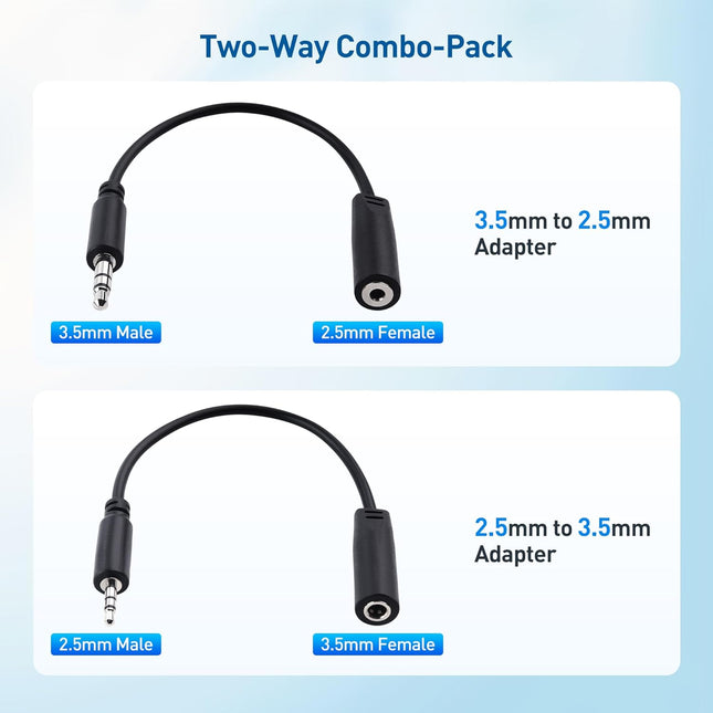 Combo-Pack TRS 2.5 mm and 3.5 mm Headphone Adapter Kit (1X 2.5mm to 3.5mm Converter and 1X 3.5mm to 2.5mm – product detail