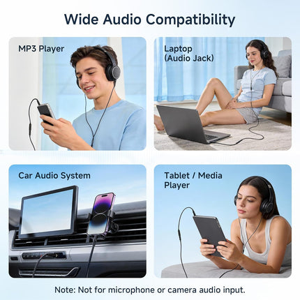 Combo-Pack TRS 2.5 mm and 3.5 mm Headphone Adapter Kit (1X 2.5mm to 3.5mm Converter and 1X 3.5mm to 2.5mm Converter) in Black - 4 Inches