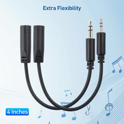 Combo-Pack TRS 2.5 mm and 3.5 mm Headphone Adapter Kit (1X 2.5mm to 3.5mm Converter and 1X 3.5mm to 2.5mm Converter) in Black - 4 Inches