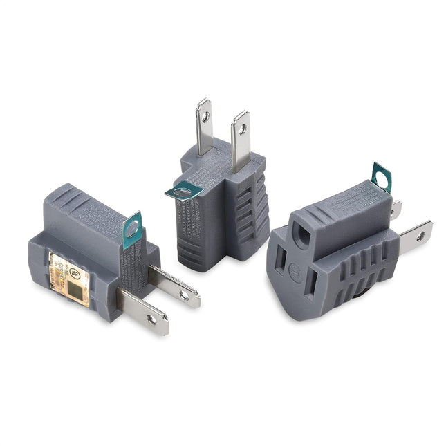 UL Listed 3-Pack 2 Prong to 3 Prong Outlet Adapter in Gray (3Prong to 2Prong Plug Adapter)