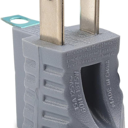 [UL Listed] 3-Pack 2 Prong to 3 Prong Outlet Adapter in Gray, (3Prong to 2Prong Plug Adapter) - Allows a 2Prong Outlet to Accept 3Prong Plugs