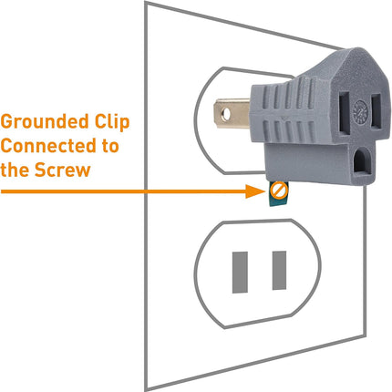 [UL Listed] 3-Pack 2 Prong to 3 Prong Outlet Adapter in Gray, (3Prong to 2Prong Plug Adapter) - Allows a 2Prong Outlet to Accept 3Prong Plugs
