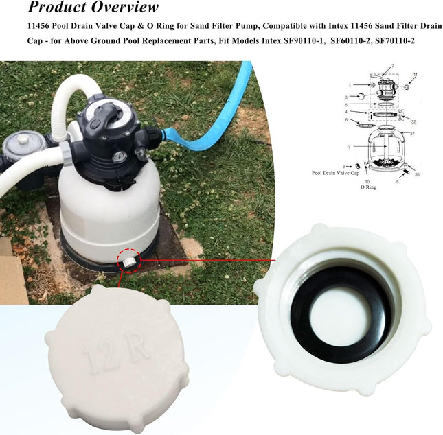 Drain Valve Cap Compatible with Intex Pools 11456 & 11385 Sand Filter Drain Cap with – product detail