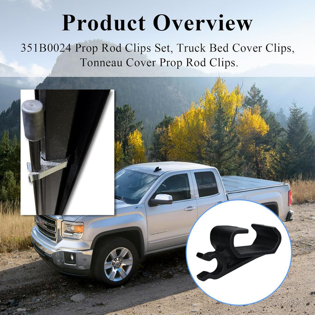 2 pcs 351B0024 Truck Bed Cover Clips Tonneau Cover Prop Rod Clips Compatible with RealTruck – product detail