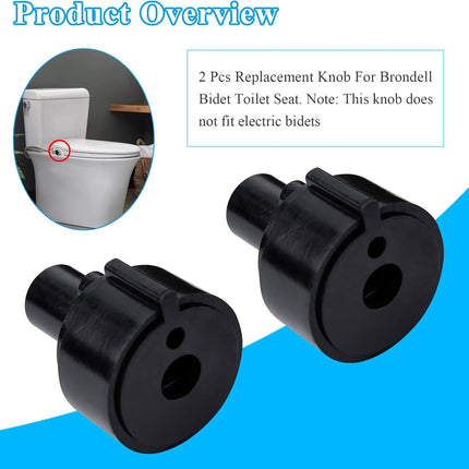 2 Pcs Replacement Knob For Brondell Bidet Toilet Seat, Complicable with Brondell CL99, Fits Non-Electric Swash Seat, Replacement Knob for the Center Plastic Section Only, Black Plastic