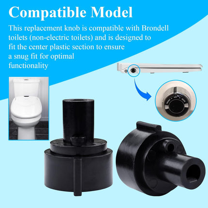 2 Pcs Replacement Knob For Brondell Bidet Toilet Seat, Complicable with Brondell CL99, Fits Non-Electric Swash Seat, Replacement Knob for the Center Plastic Section Only, Black Plastic
