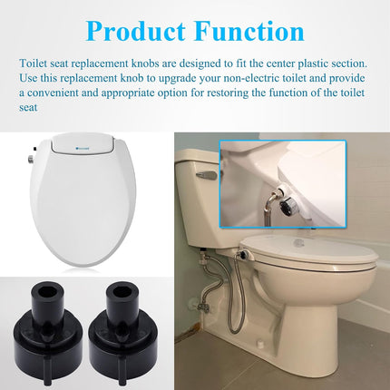 2 Pcs Replacement Knob For Brondell Bidet Toilet Seat, Complicable with Brondell CL99, Fits Non-Electric Swash Seat, Replacement Knob for the Center Plastic Section Only, Black Plastic