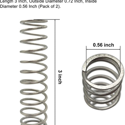2 Pcs Part # 32193.0000 Compression Faucet Spring, Fit for Bunn 32193-2 Ultra 2 Frozen Drink Machine/Beverage Machine/Large Water Dispenser, Length 3 Inch, OD 0.72 Inch, ID 0.56 Inch