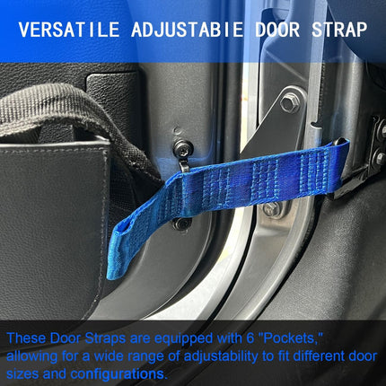 Door Strap for Jeep Wrangler,Adjustable Door Straps for Jeep Wrangler CJ YJ TJ JK JKU JL JLU, Heavy Duty Door Limit Strap,Blue(Pack of 2)