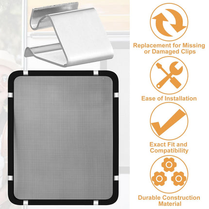 8 Pcs RV Window Replacement Screen Clips Screen Installer Clips Screen Retainers Clips RV Roll Form Screen Spring Bail for Replacing Clips on RV Window Screens Repairing Screen Frames