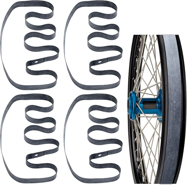4 Pcs Motorcycle Rubber Rim Strips High-strength Protection Tape Inner Tubes for Wheels 1 x 19 in Grey