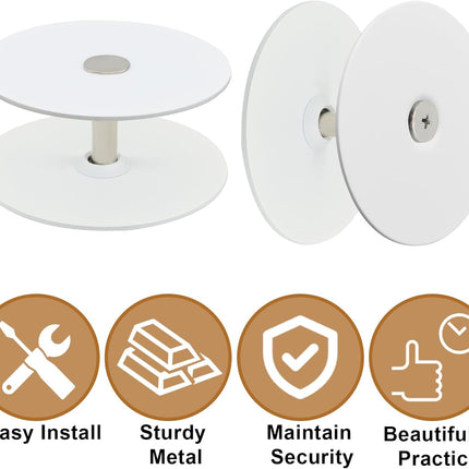 Premium Steel Door Hole Cover Plate, 2-5/8" Deadbolt Cover Plate with Screws and Nut, Enhanced Home Security, Privacy on Entry Doors (White, Round)