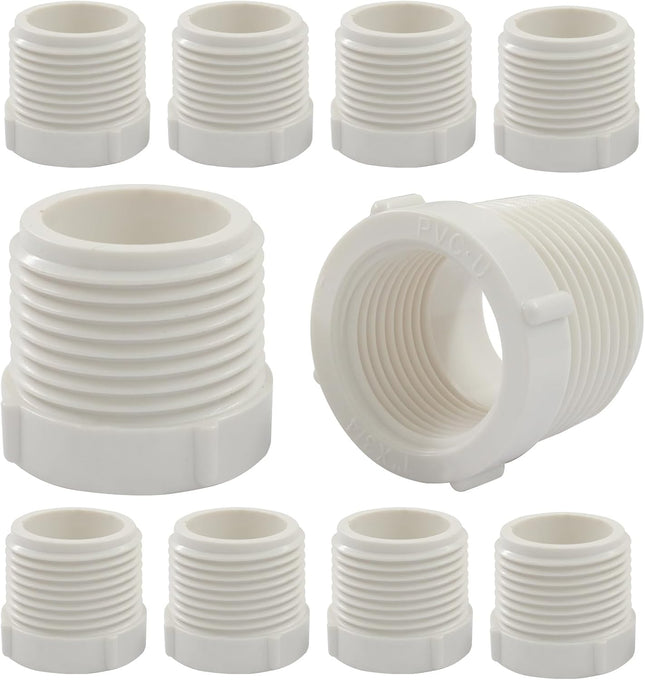 10 Pack 1 Inch Male Thread to 1/2 Inch Female Threaded PVC Pipe Fittings Connector Reducer Bushing Adapter – product detail