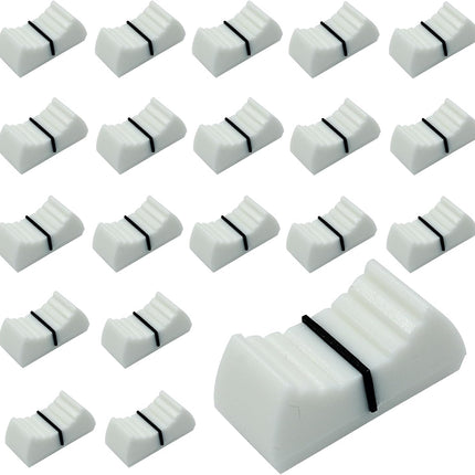 20pcs Fader Knobs, Fader Caps Mixer Slider Fader Knobs Universal Fader Knobs Replacement Fader Cap Slider Straight Slide Potentiometer Knobs, White