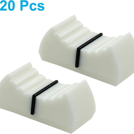 20pcs Fader Knobs, Fader Caps Mixer Slider Fader Knobs Universal Fader Knobs Replacement Fader Cap Slider Straight Slide Potentiometer Knobs, White
