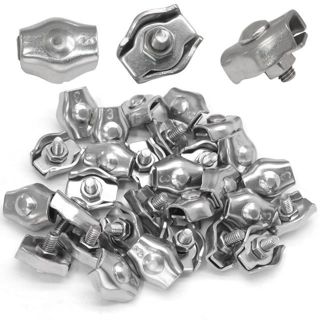 30Pcs M3 Stainless Steel Wire Rope Cable Clip Clamp Simplex Single Bolt Wire Rope Clamps Cable Fasteners – product detail