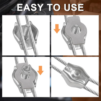 30Pcs M3 Stainless Steel Wire Rope Cable Clip Clamp Simplex Single Bolt Wire Rope Clamps Cable Fasteners for 1/8" Diameter Wire Rope