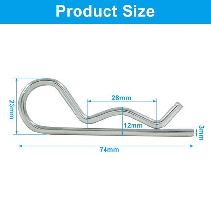 20 Pcs Cotter Pins Zinc Plated Cotter Clip R Clips Hairpin Cotter Pin Trailer Clamps Spring Fasteners Hitch Pin for Trailer Locking - M3.5 × 75mm