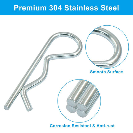 20 Pcs Cotter Pins Zinc Plated Cotter Clip R Clips Hairpin Cotter Pin Trailer Clamps Spring Fasteners Hitch Pin for Trailer Locking - M3.5 × 75mm
