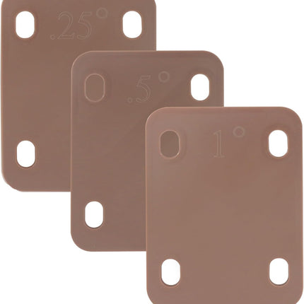 3 Pack Guitar Neck Shims, 0.25°, 0.5°, and 1°Degree Nylon Gasket, Plastic Neck Plate for Guitar Bass Repair(Brown, 3 x 2.2inch)