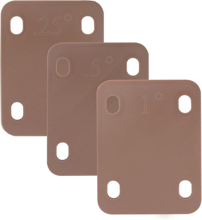 3 Pack Guitar Neck Shims 0.25 Degree 0.5 Degree and 1 Nylon Gasket Plastic (Brown 3 x V1258-DP02-A-2259