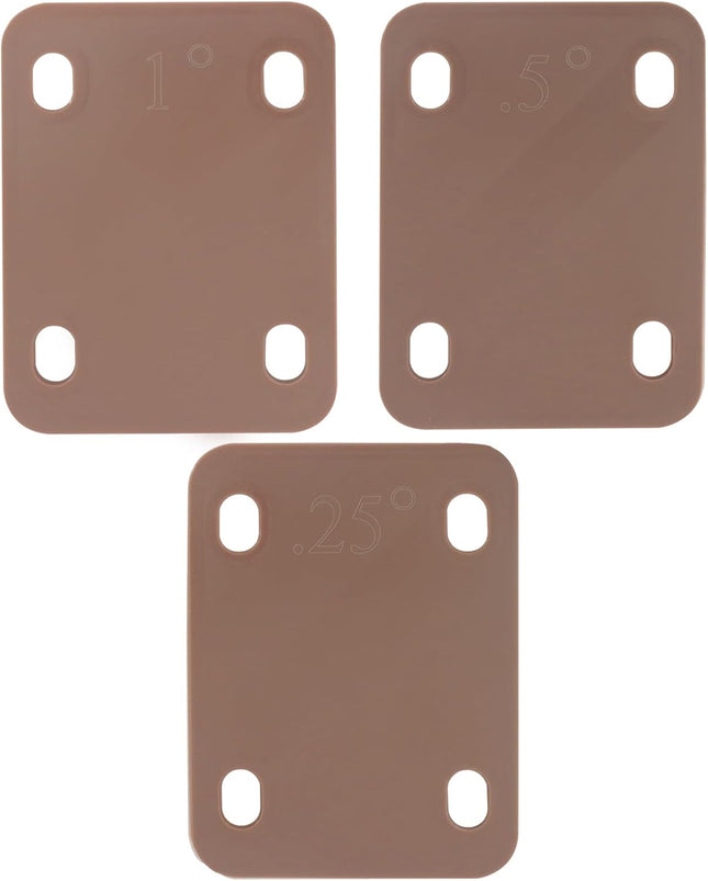 3 Pack Guitar Neck Shims 0.25 Degree 0.5 Degree and 1 Nylon Gasket Plastic (Brown 3 x – product detail