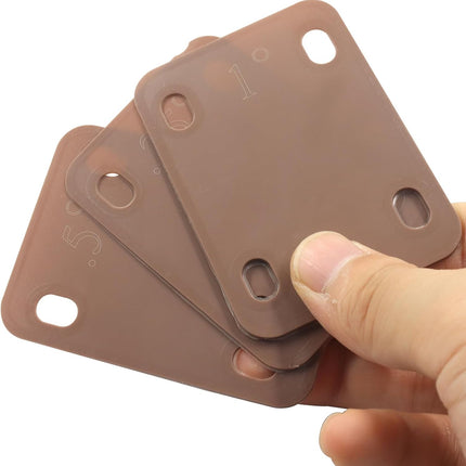 3 Pack Guitar Neck Shims, 0.25°, 0.5°, and 1°Degree Nylon Gasket, Plastic Neck Plate for Guitar Bass Repair(Brown, 3 x 2.2inch)