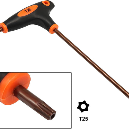 T25 Torx Screwdriver, Anti Tamper Proof Torx Key S2 Steel Wrench, T-Handle Dual End Wrench for Home Repair/Mechanical Maintenance(1 Pack)