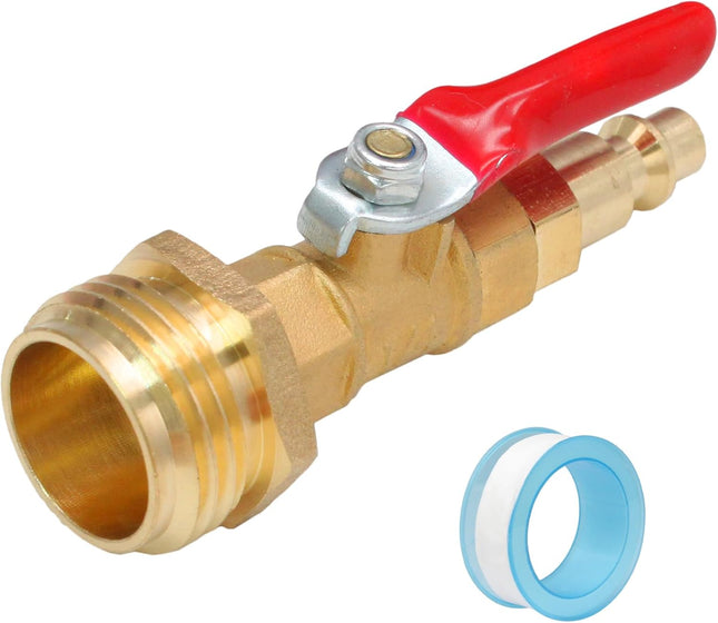 Winterize Blowout Adapter with 1/4 Quick Connect Plug and 3/4 Garden Water Hose Threading Brass